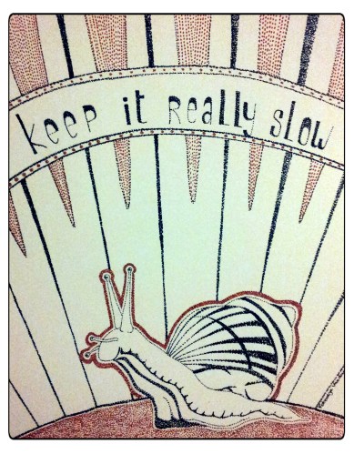 Deze tekening is gemaakt voor Coja. Zij heeft een eigen blog, dat helemaal gewijd is aan "snailmail", of te wel slakkenpost. Post die je gewoon in de brievenbus stopt en er dus even over doet voor het de ontvanger bereikt. In deze tijd van snelle sms-jes en emails is Slakkenpost waardevoller dan ooit. ” 