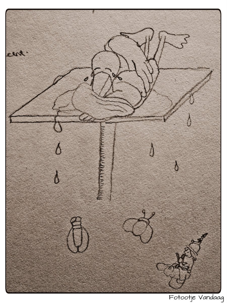 Schetsje voor een van de tekeningen van de kabouterburcht.