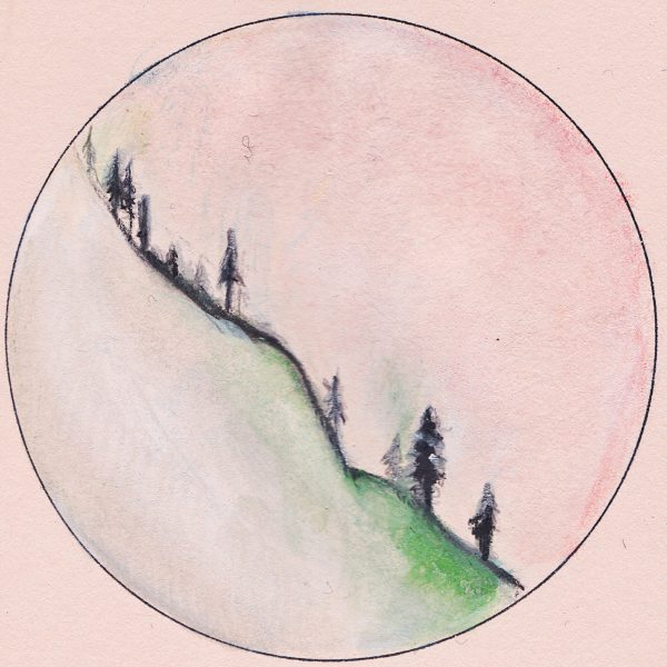 Bergkam (Agenda tekening met potlood, 4x4cm)